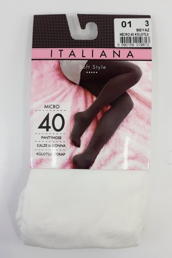 İTALİANA - İtaliana Kadın İnce Külotlu Çorap Mikro 40 (Beyaz (01))