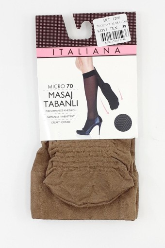 İTALİANA - İtaliana Kadın Kalın Dizaltı Çorap Mikro 70 Masaj Çorabı (Koyu Ten (38))