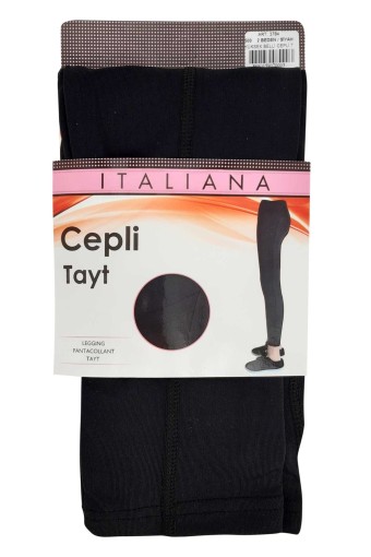 İtaliana Kadın Tayt (Çorap) Yüksek Bel Cepli (Siyah (500)) - Thumbnail