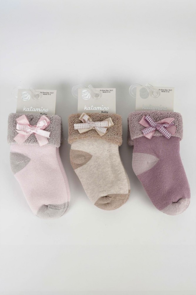 ARTI - (12'li Paket) Katamino Kız Bebek Estella Aksesuarlı Havlu Soket Çorap (Asorti)