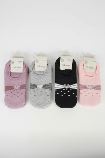 (12'li Paket) Katamino Kız Çocuk Aksesuarlı Tiyeka Havlu Patik Çorap (Asorti) - Thumbnail