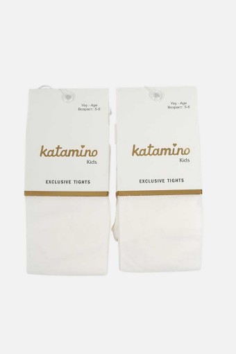 Katamino Kız Çocuk Mira İnce Külotlu Çorap (Beyaz) - Thumbnail