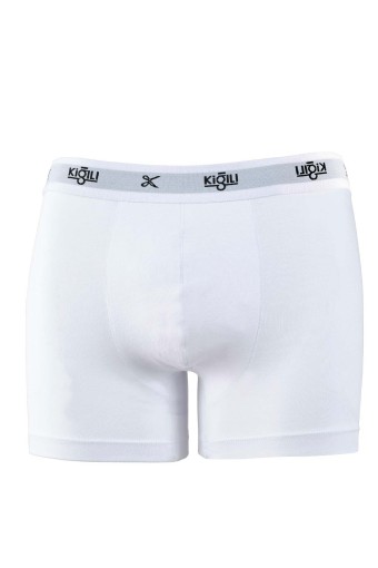 Kiğılı Erkek Trendy Pamuk 2'li Sporcu Atlet Boxer Set (Beyaz) - Thumbnail
