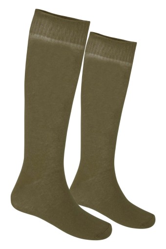 LİKYA - Likya Erkek Pamuklu Dizaltı Asker Çorabı - Düz (Haki Yeşili)