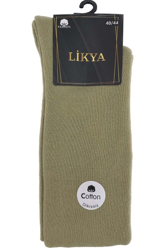 Likya Erkek Havlu Dikişsiz Dizaltı Asker Çorabı - Düz (Yeşil) - Thumbnail