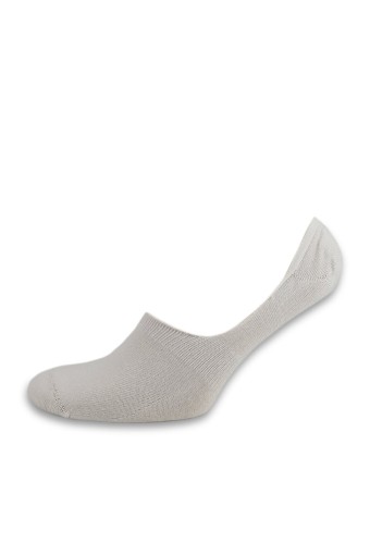 Likya Erkek Bambu Silikonlu Dikişsiz Babet Çorap - Düz (Beyaz) - Thumbnail