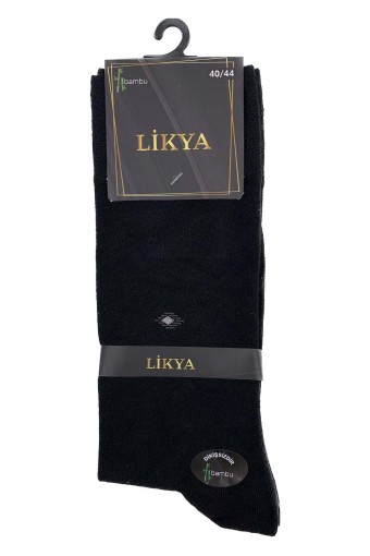 Likya Erkek Bambu Soket Çorap - Desenli (Siyah) - Thumbnail