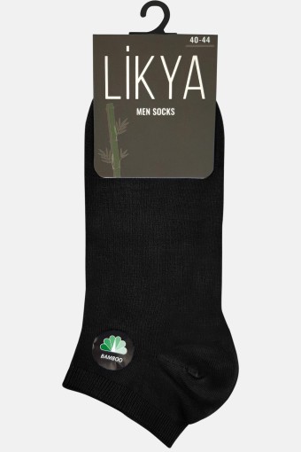 Likya Erkek Bambu Patik Çorap - Düz (Siyah) - Thumbnail