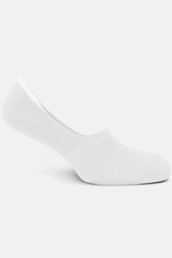 Likya Erkek Bambu Silikon Kaymaz Bantlı Babet Çorap - Düz (Beyaz) - Thumbnail