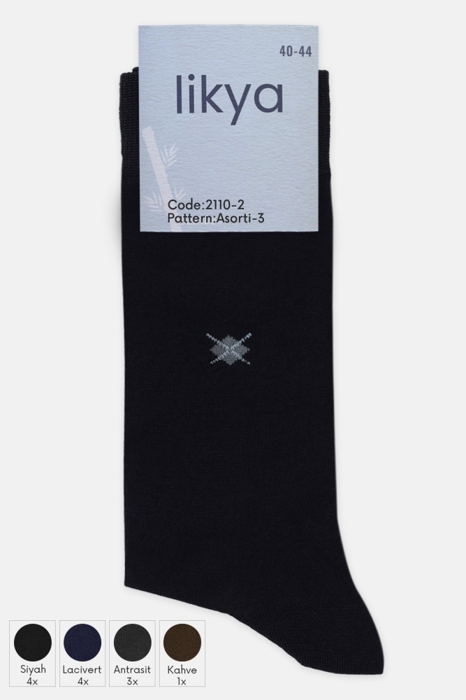 LİKYA - Likya Erkek Bambu Soket Çorap - Desenli (Asorti/3)