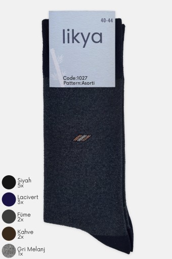LİKYA ÇORAP - (12'li Paket) Likya Erkek Bambu Soket Çorap - Desenli (Asorti)