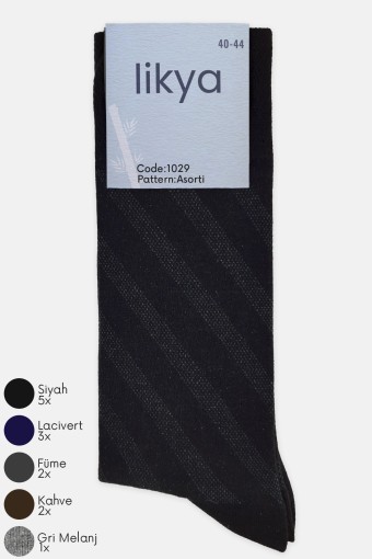LİKYA ÇORAP - (12'li Paket) Likya Erkek Bambu Soket Çorap - Desenli (Asorti)