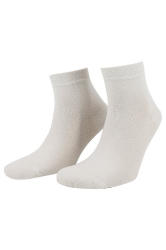 Likya Erkek Bambu Yarım Konç Çorap - Düz (Beyaz) - Thumbnail
