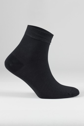 LİKYA - Likya Erkek Bambu Yarım Konç Çorap - Düz (Siyah)
