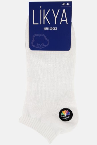 LİKYA - Likya Erkek Pamuklu Patik Çorap - Düz (Beyaz)