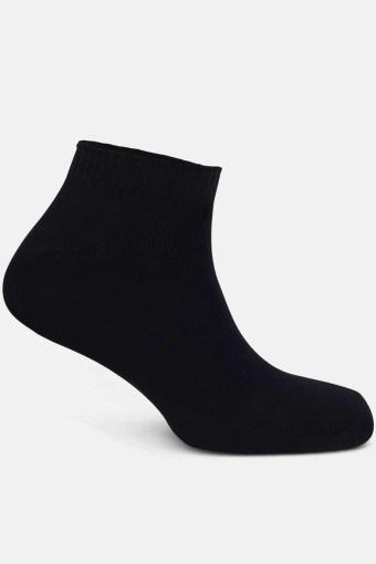Likya Erkek Pamuklu Patik Çorap - Düz (Siyah) - Thumbnail