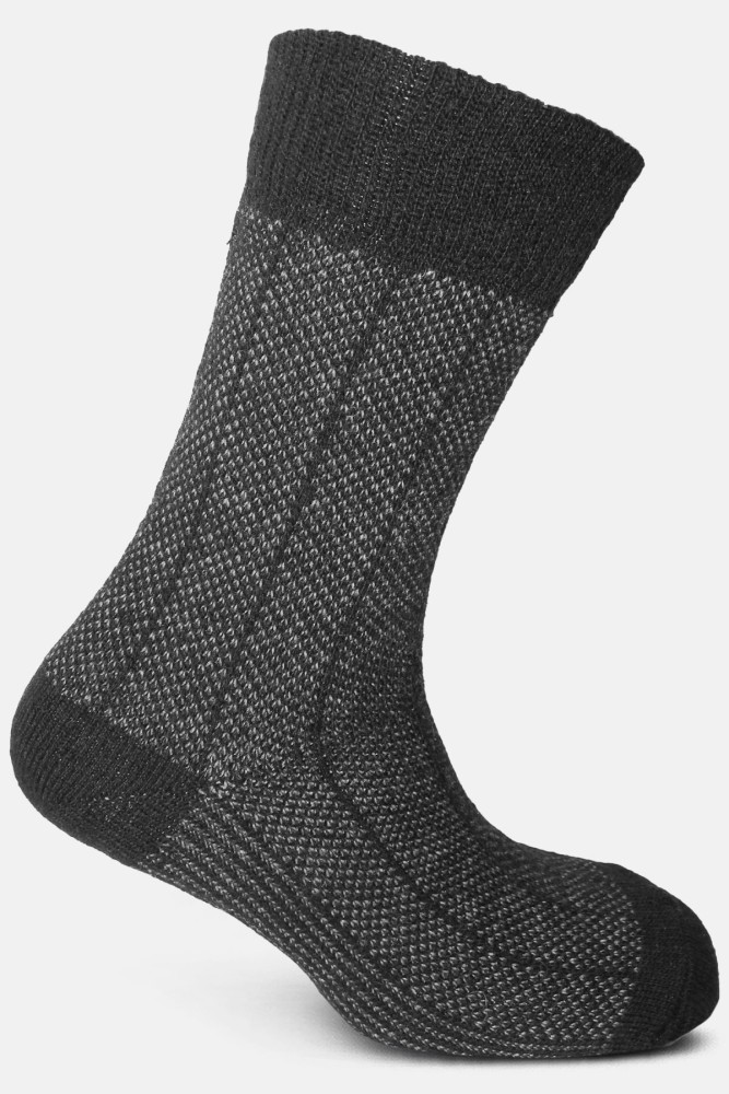 LİKYA - Likya Erkek Lambswool Soket Çorap - Çizgili (Antrasit)