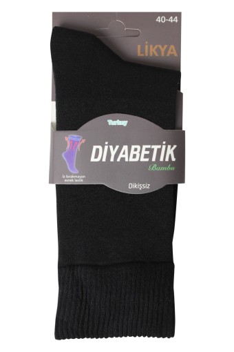 Likya Erkek Bambu Diyabetik Soket Çorap - Düz (Siyah) - Thumbnail