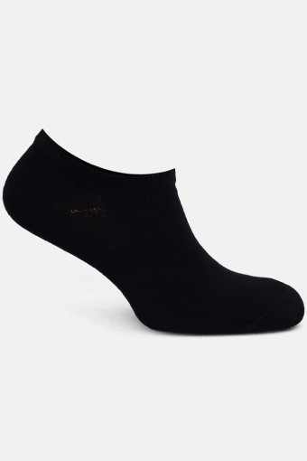 Likya Erkek Pamuklu Sneaker Çorap - Düz (Siyah) - Thumbnail