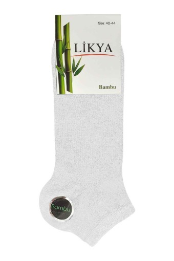 Likya Erkek Bambu Patik Çorap - Düz (Beyaz) - Thumbnail