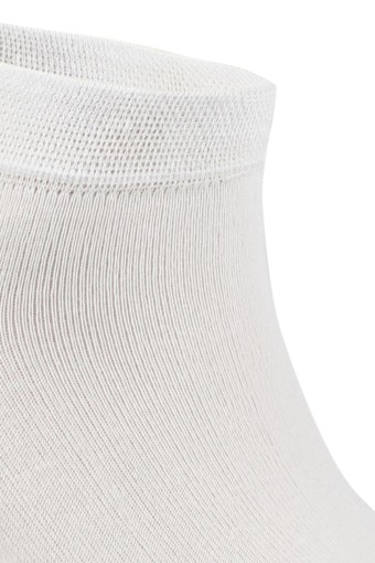 Likya Erkek Patik Çorap Düz Bambu (Beyaz) - Thumbnail