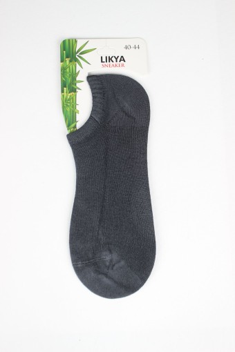 Likya Erkek Patik Çorap Sneaker Düz Bambu (Füme) - Thumbnail