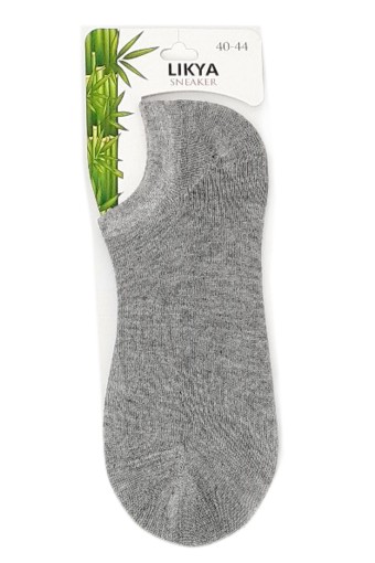 Likya Erkek Patik Çorap Sneaker Düz Bambu (Gri) - Thumbnail
