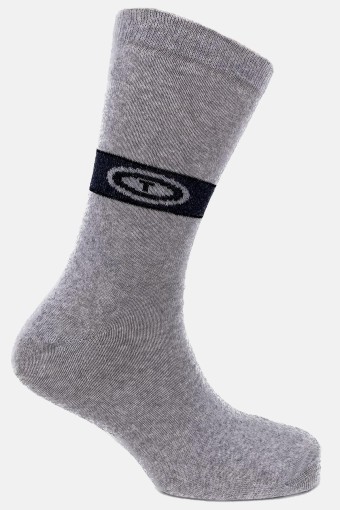Likya Erkek Rejenere Soket Çorap - Desenli (Gri) - Thumbnail