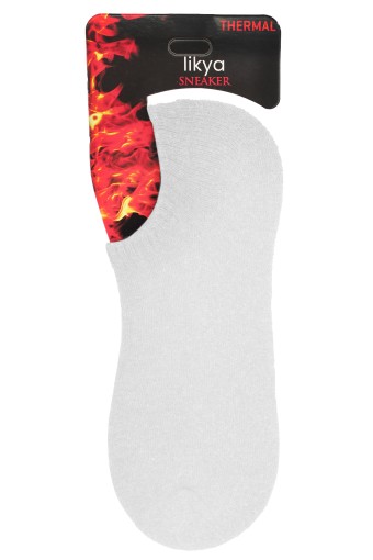 LİKYA - Likya Erkek Taban Altı Havlu Termal Sneaker Çorap - Düz (Beyaz)