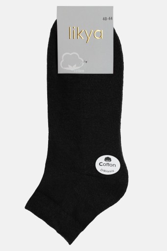 LİKYA - Likya Erkek Taban Altı Havlu Yarım Konç Çorap - Düz (Siyah)