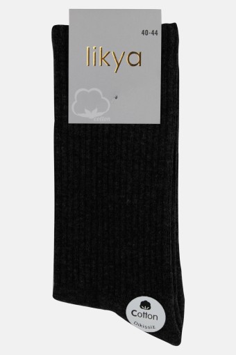 Likya Erkek Tabanaltı Havlu Soket Tenis Çorabı Düz (Siyah) - Thumbnail