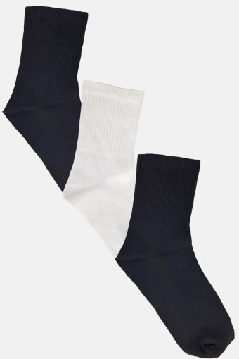 LİKYA - Likya Erkek Pamuklu Soket Tenis Çorabı 3'lü - Düz (Asorti1)