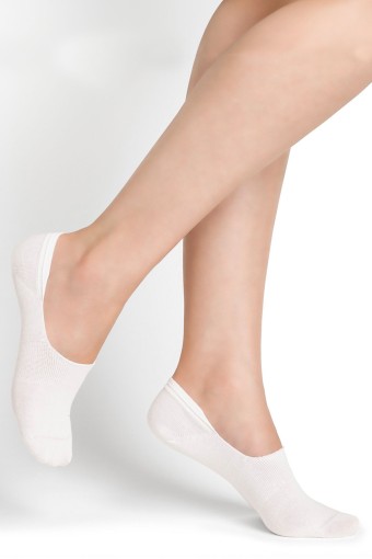 Likya Kadın Babet Çorap Penye Silikonlu Dikişsiz (Ekru) - Thumbnail