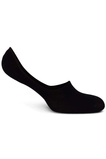 Likya Kadın Bambu Silikonlu Dikişsiz Babet Çorap - Düz (Siyah) - Thumbnail