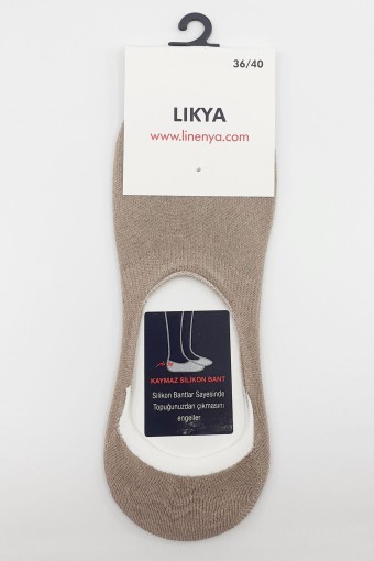 LİKYA - Likya Kadın Bambu Silikonlu Dikişsiz Babet Çorap - Düz (Ten)