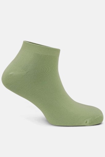 Likya Kadın Bambu Patik Çorap - Düz (Yeşil) - Thumbnail