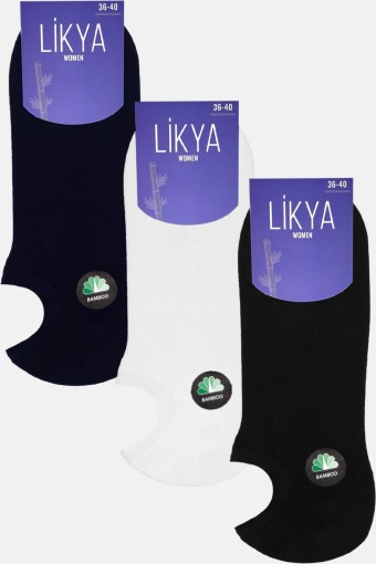 LİKYA - Likya Kadın Bambu Sneaker Çorap - Düz (Asorti)