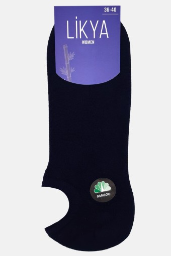 Likya Kadın Bambu Sneaker Çorap - Düz (Lacivert) - Thumbnail