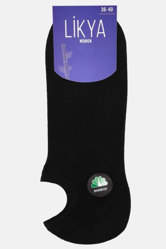 Likya Kadın Bambu Sneaker Çorap - Düz (Siyah) - Thumbnail