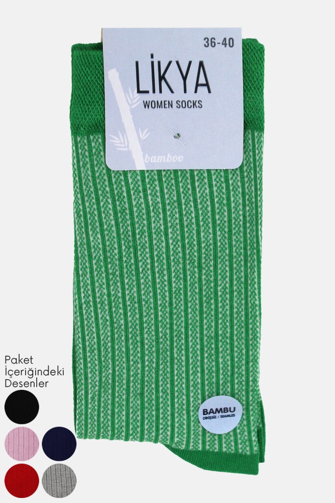 LİKYA - Likya Kadın Bambu Soket Çorap - Desenli (Asorti)