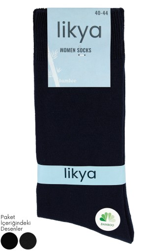 LİKYA - Likya Kadın Bambu Soket Çorap - Düz (Asorti)