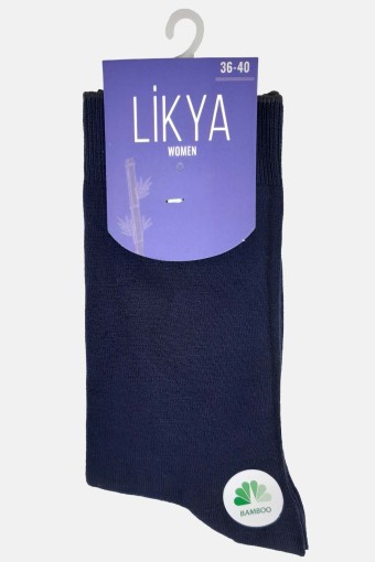 Likya Kadın Bambu Soket Çorap - Düz (Lacivert) - Thumbnail