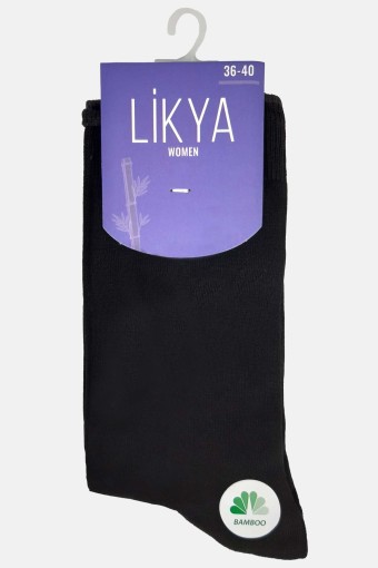 Likya Kadın Bambu Soket Çorap - Düz (Siyah) - Thumbnail