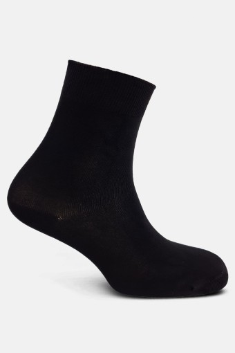 Likya Kadın Bambu Yarım Konç Çorap - Düz (Siyah) - Thumbnail