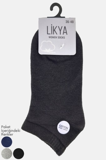 LİKYA - Likya Kadın Havlu Patik Çorap - Düz (Asorti)