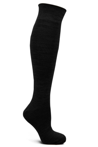 Likya Kadın Pamuklu Dizaltı Çorap - Düz (Siyah) - Thumbnail