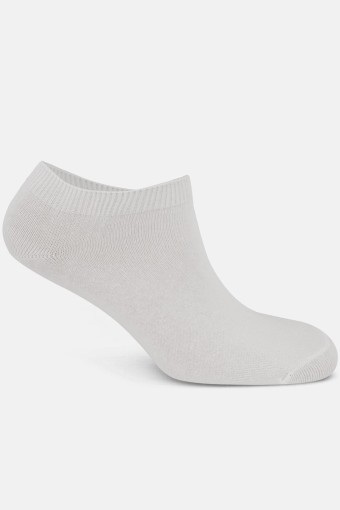 Likya Kadın Pamuklu Patik Çorap - Düz (Beyaz) - Thumbnail