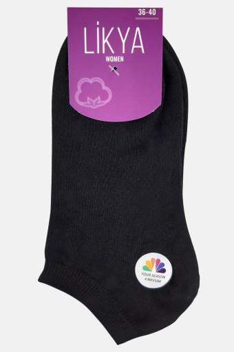 LİKYA - Likya Kadın Pamuklu Patik Çorap - Düz (Siyah)