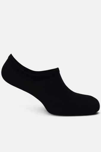 Likya Kadın Pamuklu Sneaker Çorap - Düz (Siyah) - Thumbnail