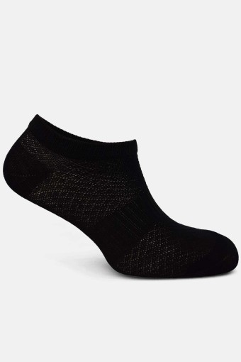 Likya Kadın Pamuklu Lastikli Patik Çorap - Petek (Siyah) - Thumbnail